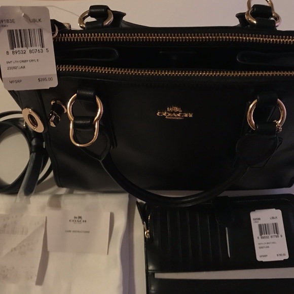 Coach Black Leather Satchel Shoulder Bag & Wallet - Picture 4 of 8